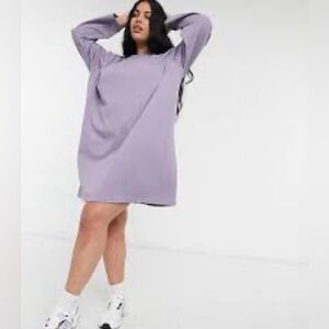 ASOS 8 Lavender Long Sleeve Sweatshirt Dress w/ Gathered Back